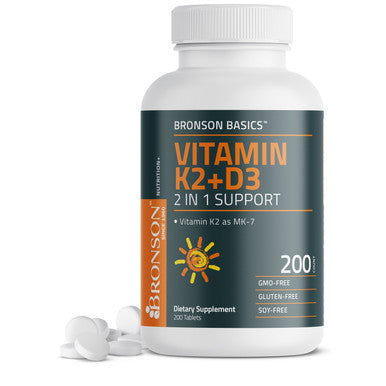 Bronson Vitamin K2 Plus D3 (MK7) 200 Count