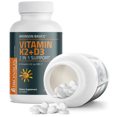 Bronson Vitamin K2 Plus D3 (MK7) 200 Count