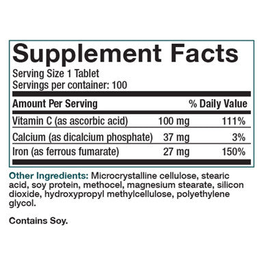 Bronson Iron with Vitamin C Sustained Release 100 Count