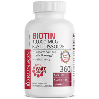 Bronson Biotin 10,000 MCG Fast Dissolve Berry Flavored Lozenges 360 Count