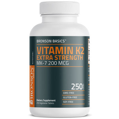 Bronson Vitamin K2 Extra Strength MK-7 200 MCG 250 Count
