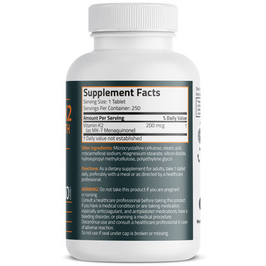 Bronson Vitamin K2 Extra Strength MK-7 200 MCG 250 Count
