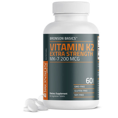 Bronson Vitamin K2 Extra Strength MK-7 200 MCG 60 Count