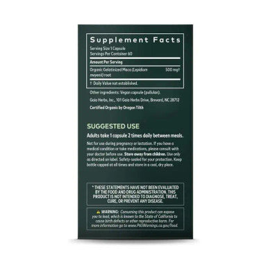 Gaia Herbs Maca Root 60 Capsules