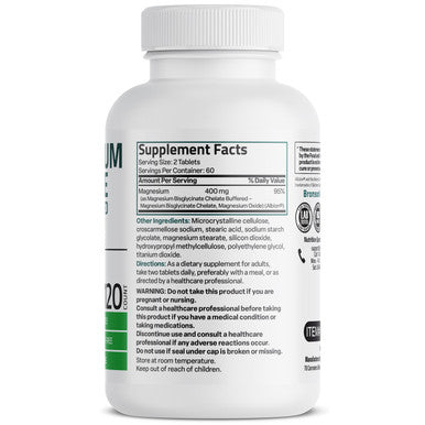Bronson Magnesium Glycinate Extra Strength 120 Count