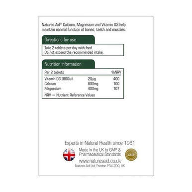 Natures Aid Calcium Magnesium + Vitamin D3 90's Tablets