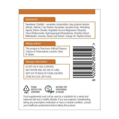 Natures Aid Vitamin C 500mg Chewable Sugar Free 100 Tablets