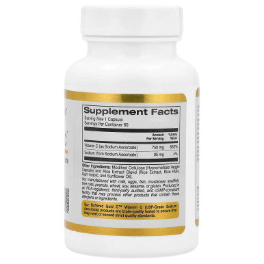 California Gold Nutrition Buffered Vitamin C Capsules, 750 mg, 60 Veggie Capsules