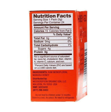 Wedderspoon Raw Monofloral Manuka Honey On The Go KFactor 16 24's
