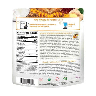 Organic Traditions Turmeric Latte With Saffron & Probiotics 150 g