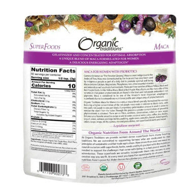 Organic Traditions Maca Women's With Probiotics Powder 150 g
