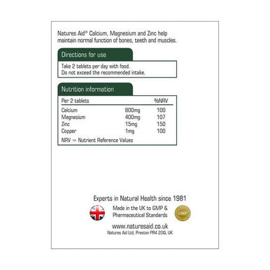 Natures Aid Calcium Magnesium & Zinc Tablets 90's
