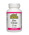 Natural Factors Zinc Citrate 15 Mg 90 Tablets