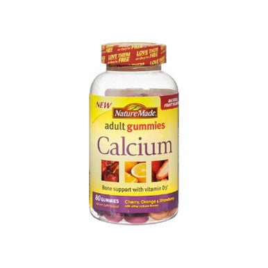 Nature Made Calcium Adult Gummies, Cherry, Orange & Strawberry 80 ea