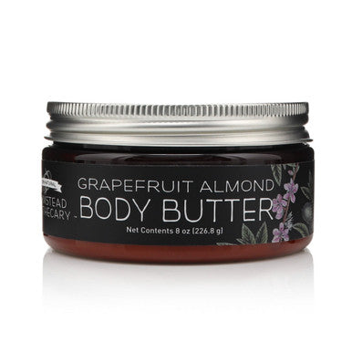 Farmstead Apothecary 100% Natural Body Butter with Organic Safflower Oil, Organic Shea Butter & Organic Vitamin E Oil, Grapefruit Almond 8 oz