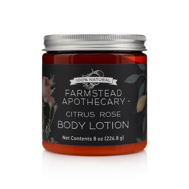 Farmstead Apothecary 100% Natural Body Lotion with Organic Safflower Oil, Organic Sunflower Oil & Organic Vitamin E Oil, Citrus Rose 8 OZ