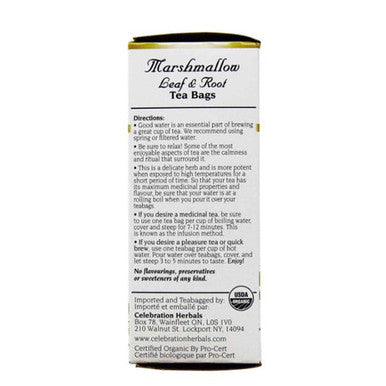 Organic Marshmallow Leaf & Root Tea 24 Bags By Celebration Herbals