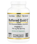 California Gold Nutrition Buffered Vitamin C Capsules, 750 mg, 240 Veggie Capsules