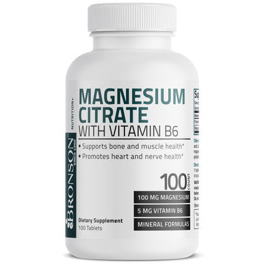 Bronson Magnesium Citrate with Vitamin B6 100 Count