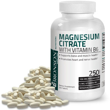 Bronson Magnesium Citrate with Vitamin B6 250 Count