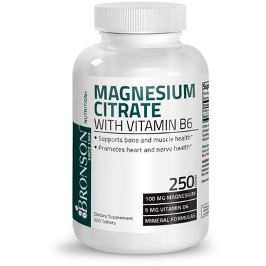 Bronson Magnesium Citrate with Vitamin B6 250 Count
