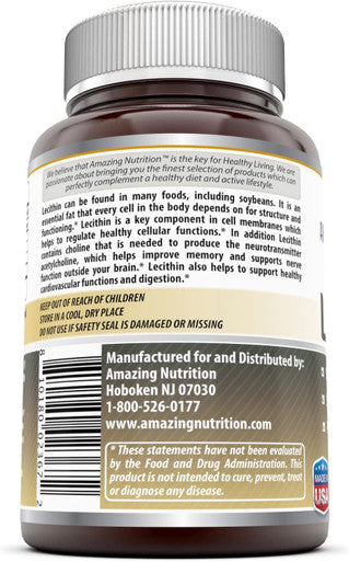 Amazing Formulas Lecithin Dietary Supplement 1200 Mg High Potency Lecithin Softgels (Non Gmo,Gluten Free) -Promotes Brain & Cardiovascular Health Aids In Cellular Activities 240 Softgels