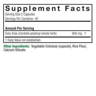 Nature's Answer Gotu Kola Herb Supplement Vegetarian Capsules 90 Capsules