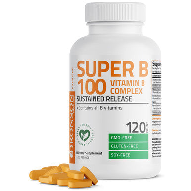 Bronson Super Vitamin B 100 Complex Sustained Release 120 Count
