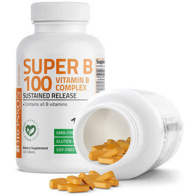 Bronson Super Vitamin B 100 Complex Sustained Release 120 Count
