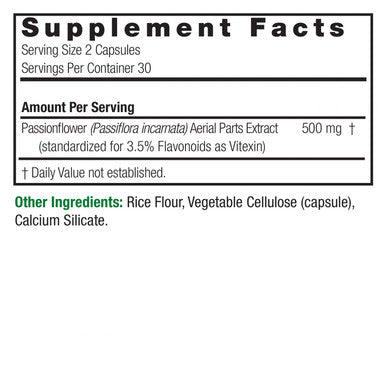 Nature's Answer Passionflower Herbal Supplement Vegetarian Capsules 60 Capsules