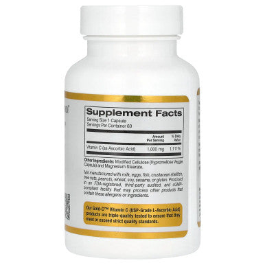 California Gold Nutrition Gold C, Vitamin C, 1,000 mg, 60 Veggie Capsules