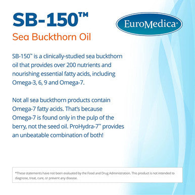 EuroMedica ProHydra-7 - 60 Softgels - Clinically-Studied Sea Buckthorn Oil Formula - Omega-7 Supplement with Essential Fatty Acids - Improve Skin Hydration, Soothe Gastrointestinal Tract - 60 Servings