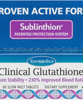 Euromedica Clinical Glutathione - 60 Tablets - Powerful Antioxidant Support For Nerve & Brain Cells - Unique Form Of Glutathione - Increased Potency, Stability - 30 Servings