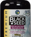 Amazing Herbs Premium Black Seed Oil Capsules - Cold Pressed Nigella Sativa Aids In Digestive Health, Immune Support, Brain Function, Gluten Free, Non Gmo - 90 Count, 500Mg