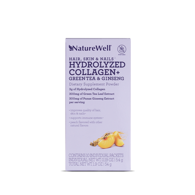 Hydrolyzed Collagen + Green Tea & Ginseng Dietary Supplement Powder | 10 Pack