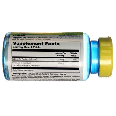 Nature's Life Pancreatin Tablets 1400 Mg 100 Count