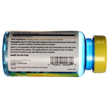 Nature's Life Pancreatin Tablets 1400 Mg 100 Count
