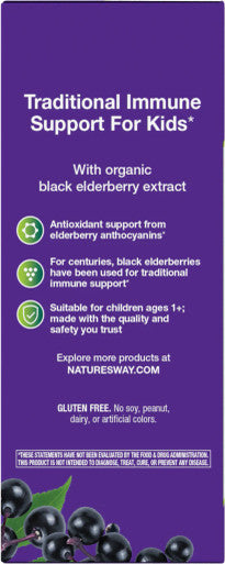 Nature's Way Sambucus Organic Black Elderberry Syrup for Kids Traditional Immune Support 4 Fl. Oz