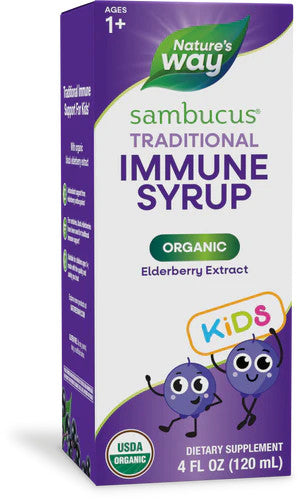 Nature's Way Sambucus Organic Black Elderberry Syrup for Kids Traditional Immune Support 4 Fl. Oz