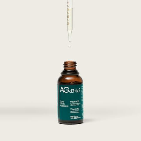 AG1 Vitamin D3 K2 Drops 1000IU of Vitamin D3 and 100mcg of K2 per Serving Supports Bone Density and Calcium Absorption (Athletic Greens)