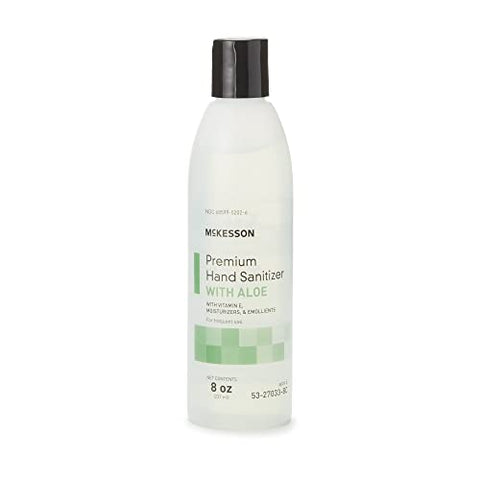 Mckesson Hand Sanitizer With Aloe 8 Oz Pump Bottle [Pack Of 1] " 70% Ethyl Alcohol Spring Water Scent Norinse Sanitizing Gel With Vitamin E And Moisturizers Medicalgrade