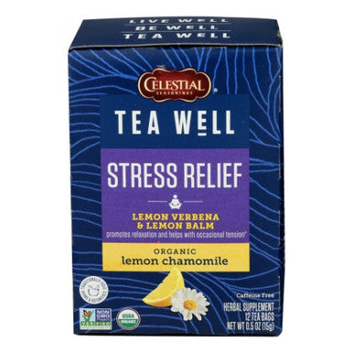 Organic Lemon Chamomile Tea Stress Relief 12 Bags (Case of 6) By Teawell