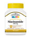 21St Century Niacinamide 500Mg Prolonged Release Tablets, 110-Count, Vitamin B Complex Supplement For Energy, Heart & Nervous System Support, Non-Gmo, Vegan-Friendly, Adult Daily Vitamins