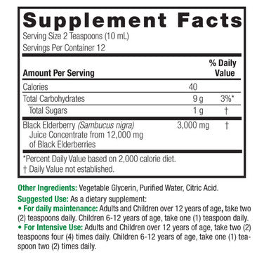 Nature's Answer Sambucus Black Elder Berry Extract 4 oz