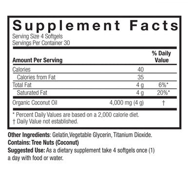 Nature's Answer Coconut Oil, Extra Virgin 120 ea
