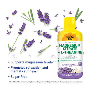 Country Life Magnesium Citrate + L Theanine liquid 32oz