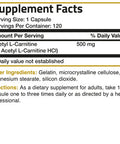 Bronson Acetyl L-Carnitine - 500 MG 120 Count