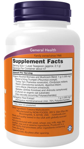 NOW Mushroom Immune Renew Powder, 3.5 oz