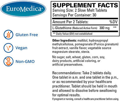 Euromedica Clinical Glutathione - 60 Tablets - Powerful Antioxidant Support For Nerve & Brain Cells - Unique Form Of Glutathione - Increased Potency, Stability - 30 Servings
