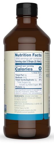 NOW BetterStevia Liquid Organic Glycerite 16 Ounces Organic Stevia ZeroCalorie Liquid Sweetener No Alcohol Keto Friendly No Erythritol